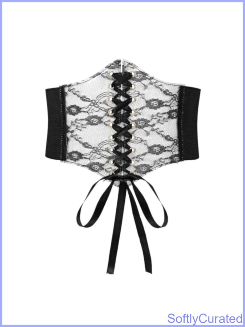 Faux Leather Elastic Corset Belt Wide Lace Up Waist Belt